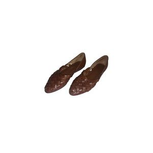 FootWorks Boho Brown Woven Leather Flats - Women’s Size 6.5